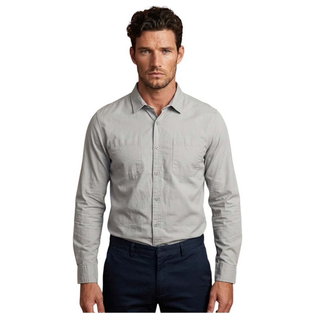 ⚡ RVCA Recession Collection‎ Gray Button-Up Shirt | Men’s M